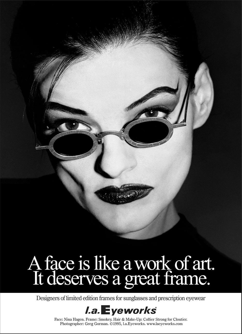 glasses advertisement poster adult female person woman face portrait lipstick